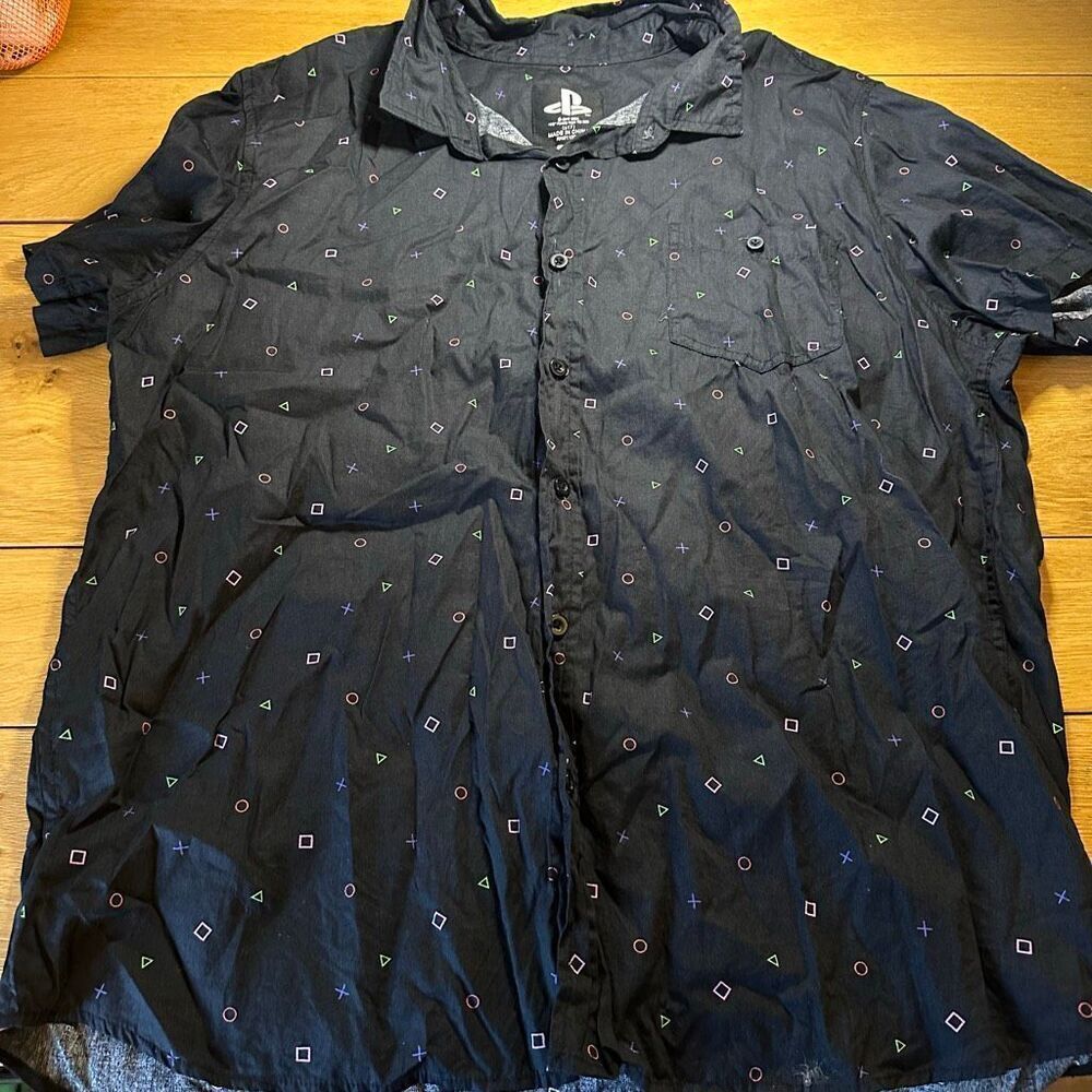 PlayStation all over print button up 2x